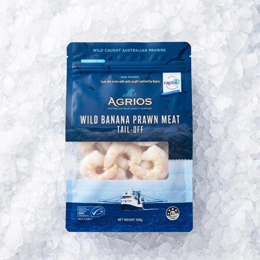 AUSTRALIAN RAW WILD BANANA PRAWN MEAT 500G - Claudios Seafoods, Sydney Fish Market