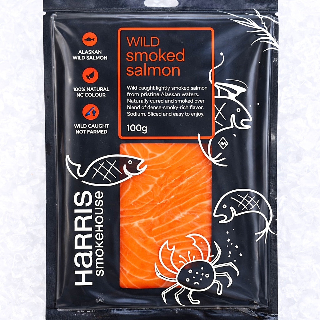 WILD CAUGHT SMOKED SALMON 100G - Claudio's Seafoods, Sydney Fish Markets